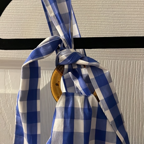 Blue Check Uterque Wrap Top - Picture 3 of 5